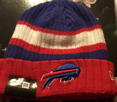 New Era Buffalo Bills Cuffed Red Royal Winter Hat Beanie Bills Mafia Sideline - Image 1 of 3