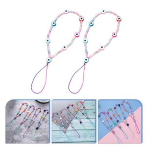 2 Pcs Handy Anti-Rutsch-Handgelenks Eil Handyanhänger Lanyard Mit Perlen - Photo 1/12