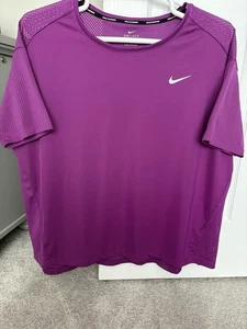 Nike Dri-Fit Womens 2X Magenta Running Shirt Mesh Back Reflective Logo Swoosh - Picture 1 of 11
