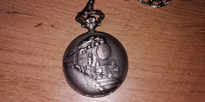 Taschenuhr von Bergland,  Swiss made, Handaufzug, Eisenbahn-Motiv - Bild 1 von 4