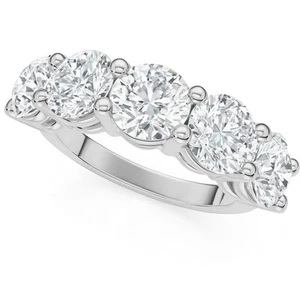 White Gold Round Cut Lab-Grown Diamond Five Stone Ring 2.00 Ct DE/VVS BEST OFFER - Picture 1 of 19
