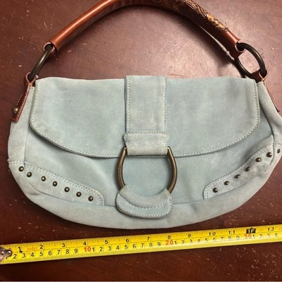 Fransesco biasia бирюзовый замши маленький hobo кожи змеиной кожи ручка роскошь опрятный - Изображение 1 из 4