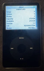 iPod 5g Gen (30 GB) A1136 Fast Ship Black Very Good Used - Picture 1 of 2