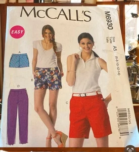 M6930 MISSES SHORTS Y PANTALONES TALLAS GRANDES 14-22 MCCALLS Fácil COSTURA PATRÓN 6930 - Imagen 1 de 1