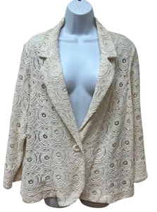 For Cynthia leichte Baumwollmischung Häkelspitze Jacke Übergröße 2X NEU - Bild 1 von 10