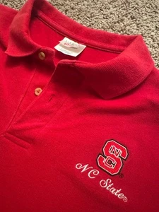 Polo vintage Stedman Hanes rossa NC State Wolfpack SS taglia L (42-44) 100% cotone - Foto 1 di 6