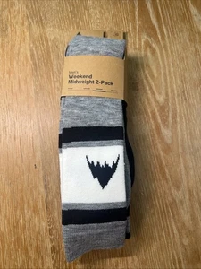 Burton Weekend Midweight Snowboard Ski Socks 2Pack Black Gray Men Large10.5-13.5 - Picture 1 of 7