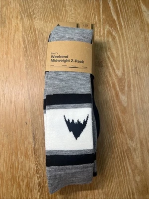 Meias de esqui Burton Weekend peso médio snowboard pacote com 2 preto cinza masculino grande 10,5-13,5 - Imagem 1 de 4