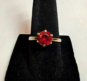 Vtg Signed GTR 10K White Gold w/ Ruby Red Gemstone Ring Size 6.25 Wt 2.04g - Picture 1 of 14