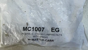 (5) McMaster-Carr MC1007 EG Clamping Nuts With Springs, 5/16”-18, Powerstrut - Picture 1 of 3
