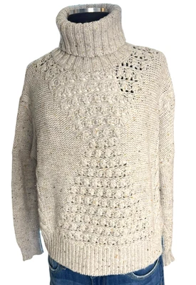 Superdry Suéter Corderos Lana Beige Marfil Grueso Cable Cuello Redondo Manga Larga Talla 4 Foto 1 de 4