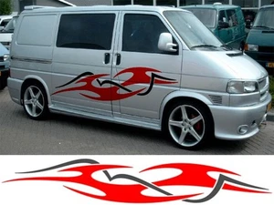 CAMPERVAN STRIPES AND FLAMES 1 (2 COL) GRAPHICS STICKERS DECALS CARAVAN VAN - Picture 1 of 2