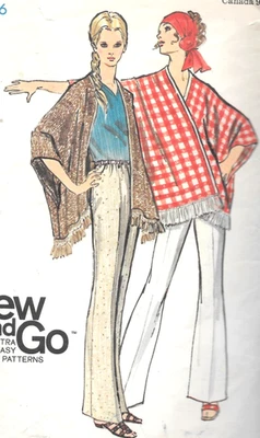 VTG EASY Butterick Pattern 5762 Miss Sz 14 Bust 36 Pants Poncho Wrap Shawl Scarf - Image 1 of 4