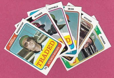 1974 Topps Baseball Cards - Topps Traded and Red Team Checklists - Image 1 of 2