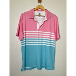 Chubbies Performance Polo Pink Blue Stripes Size Medium  - Picture 1 of 4