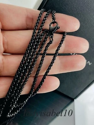 正品 26英寸David Yurman 2.8毫米男式不锈钢黑色PVD盒链项链-299美元 — 第 1/4 张图片