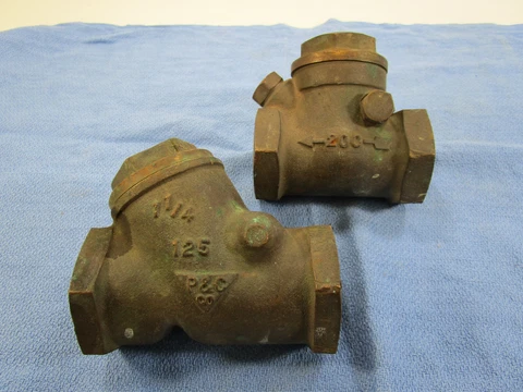 Lot Of 2 Large Heavy Old Brass P&C CO. 125 1 1/4 Plumbing Pipe Y Cover