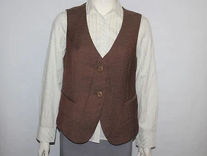 Womens Coldwater Creek Floral Lined Brown Button Down Vest Size 10 - Picture 1 of 12