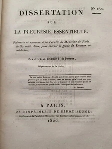 PLEURÉSIE .Dissertation Sur La Pleurésie Essentielle, 1820. - Imagen 1 de 2