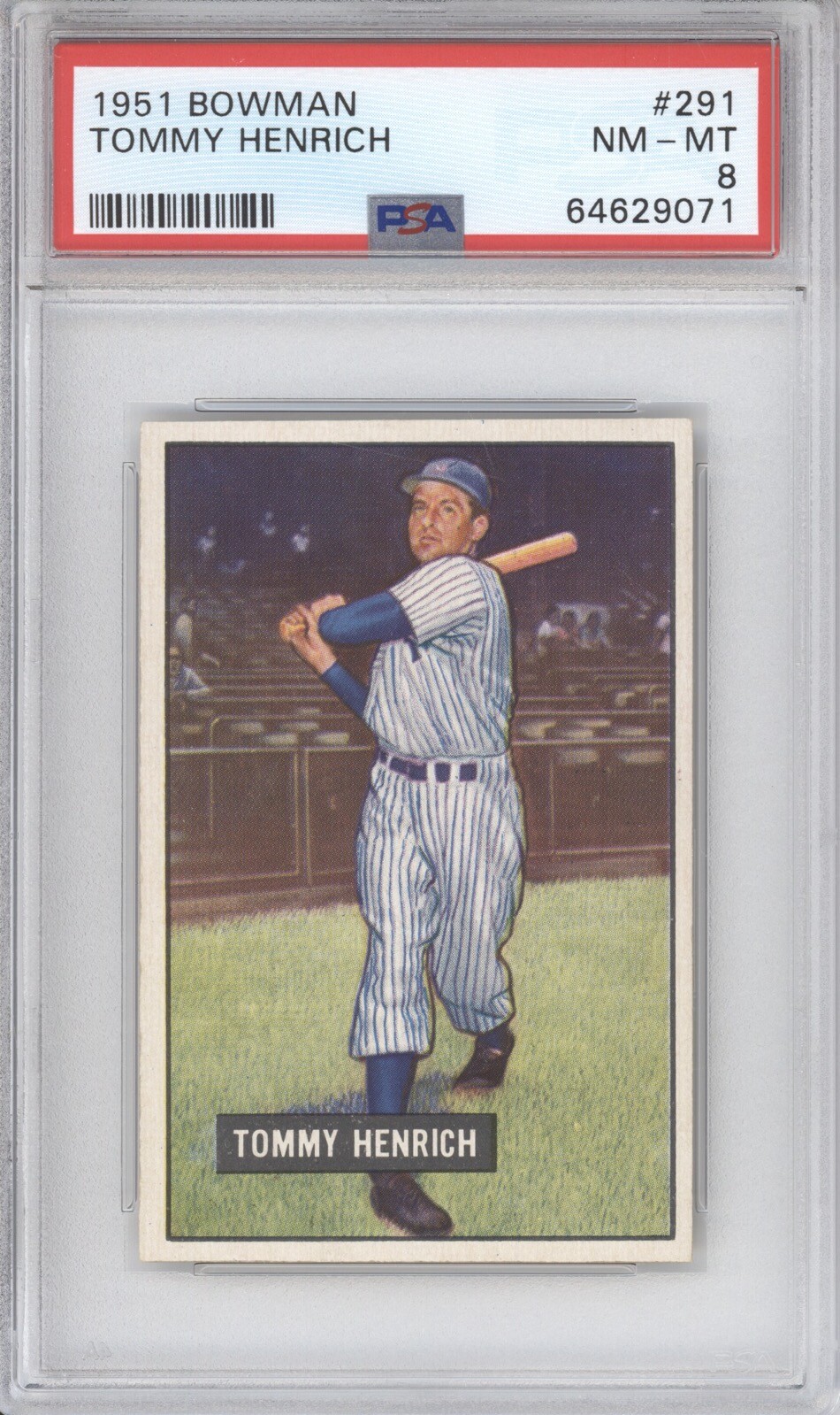 TOMMY HENRICH PSA 8 1951 BOWMAN BASEBALL #291 NEW YORK YANKEES 9071