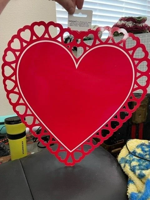 Valentine's Day Giant Red Plastic Lace Heart Decoration Party Supply New!!! - Image 1 of 1