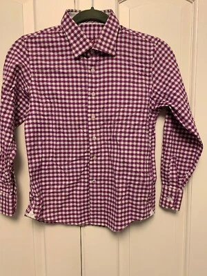 Robert Graham Boys Small 8 Purple Textured Gingham Button Up Classy Dress Shirt - Image 1 of 4