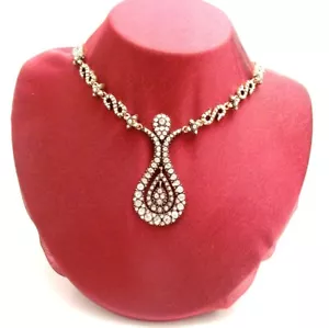 Turkish Jewelry Classic Ottoman Style Tulip Necklace With Rhinestones - Picture 1 of 1
