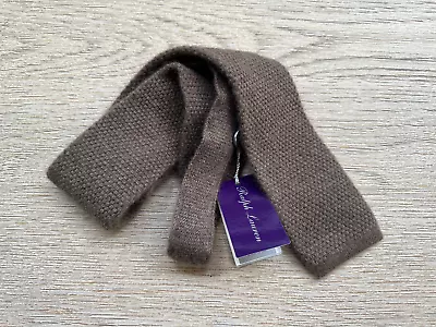Gravata Ralph Lauren Roxa Etiqueta Malha Texturizada 100% Cashmere Taupe Itália $235 - Imagem 1 de 4