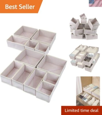Stylish 12 Count Clothing Drawer Organizers – Foldable & Multi-Size Compartments - Image 1 of 4