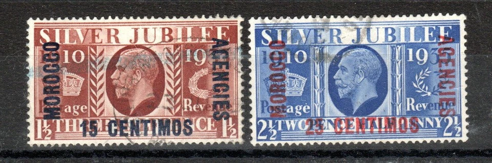 Morocco Agencies 1935 Silver Jubilee GB valores de compra e opção SG 151-52 FU CDS - Imagem 1 de 1