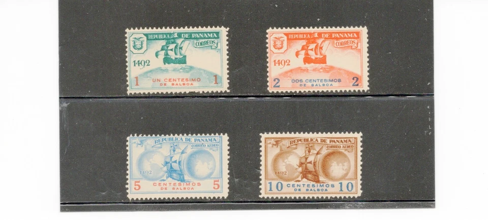 4 estampillas postales de Panamá 1935 sin emitir Colón MLH OG Foto 1 de 1