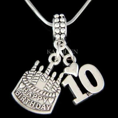 10th Compleanno Ragazza ~10 Anni Vecchio Cuore Figlia Gioielli Bracciale Collana - Immagine 1 di 4