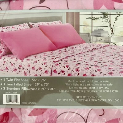 Juego de cama Spirit Linen Home súper suave microfibra 4 piezas doble rosa tulipán Foto 1 de 4