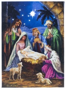 Oak Street Wholesale 8.25" x 6" Flickering LED Lighted Canvas #399- O Holy Night - Picture 1 of 1