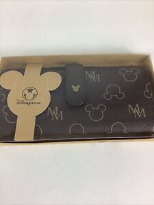 Disney Store Mickey Mouse All Over Head Print Brown And Tan Wallet New In Box