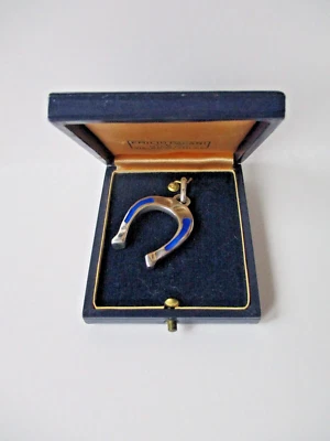 Emilio Pagani argento 800 e smalti ciondolo a forma di ferro di cavallo g 10,2 - Immagine 1 di 4