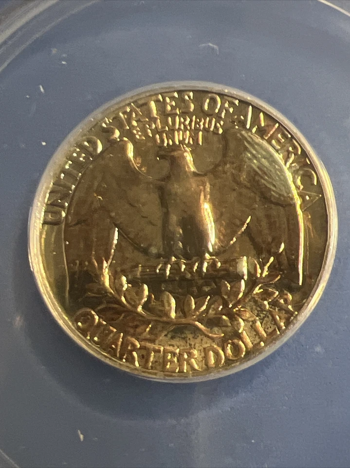 PR66 1961 ANACS GRADED PROOF SILVER WASHINGTON QUARTER ROSE COLOR TONE PROOF 66 - Image 1 of 4