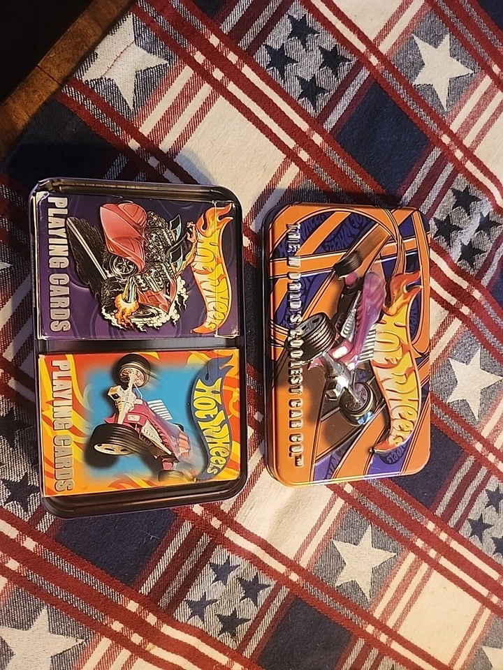 2001 Hot Wheels – (2-Packs) Playing Cards In Collectible Tin Box – Cards sealed - Image 1 of 2