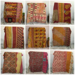 Handmade Vintage Throw Kantha Quilt Indian Blanket Ralli Gudari Bedspread Decor - Picture 1 of 21