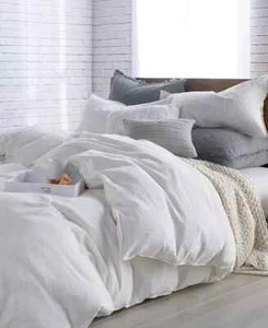 DKNY PURE Comfy Cotton King Duvet Cover WHITE COLOR NEW - Picture 1 of 3