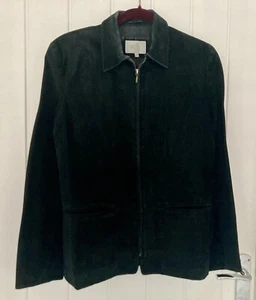 Marks and Spencer ~ Chaqueta con cremallera de gamuza negra para damas Reino Unido talla 12 ~ - Imagen 1 de 7