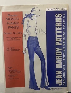 1973 Jean Hardy Sewing Pattern #350 - Misses Flared Pants - Hip 32-46 - Uncut - Imagen 1 de 6