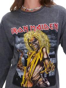 Iron Maiden Damen-T-Shirt grafischer Slub Strick - neu mit Etikett - Bild 1 von 3