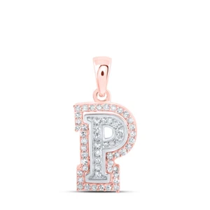 10K Two-tone Gold Womens Round Diamond P Initial Letter Pendant 1/6 Cttw - Picture 1 of 2