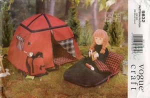 RARE Vogue 9832 CAMPING SET Tent, Knapsack, Sleeping Bag for 18" Doll UNCUT - Picture 1 of 4