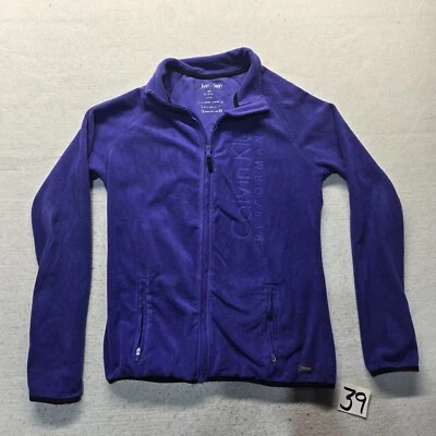 Moletom Calvin Klein azul lã zíper completo suéter soletrar adulto feminino grande - Imagem 1 de 4