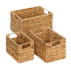 Hyacinth Storage Basket 3 Pack Woven Bin Baskets Set Nesting Home Decor - Picture 1 of 3