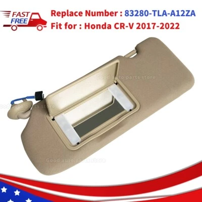 Beige Front Left Driver Side Sun Visor For 2017-2022 Honda CR-V W/Mirror Light - Image 1 of 4