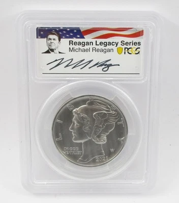 EE. UU. 2021 1 onza .999 paladio fino Reagan Legacy Series graduación profesional MS70 firmado Foto 1 de 2