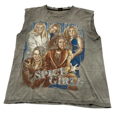 Camiseta Heavy Metal Vintage Spice Girls Distressed Muscle en Gris Foto 1 de 3